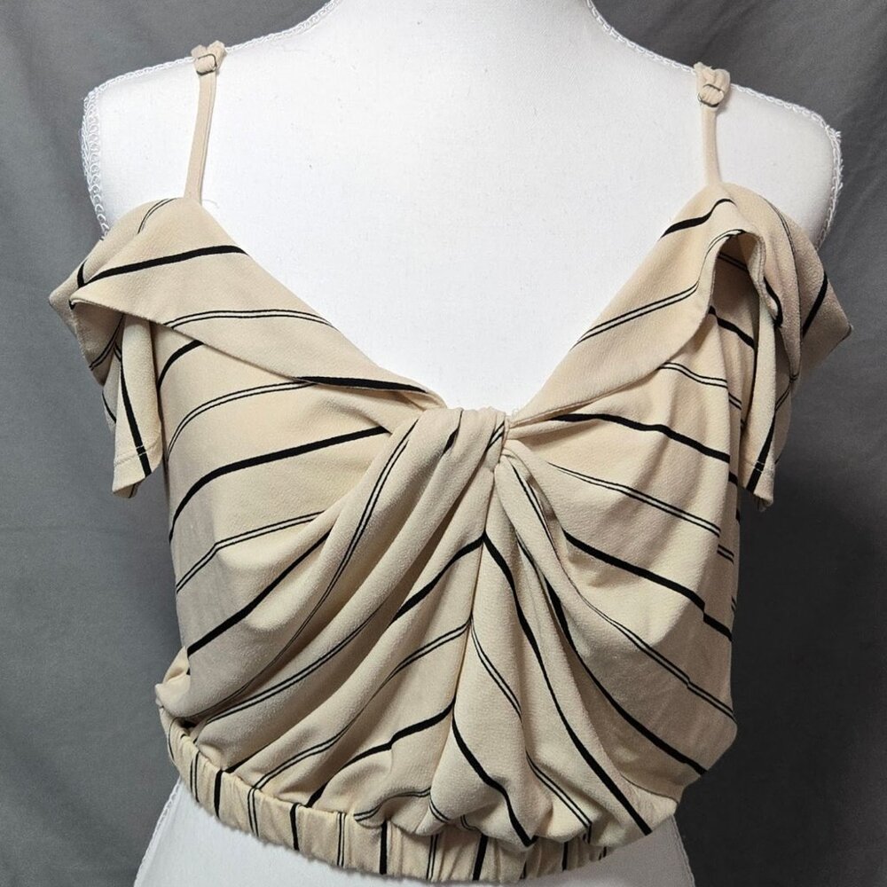 Express - One Eleven Women’s Striped Banded Hem Top – Tan/Black, Size Small
